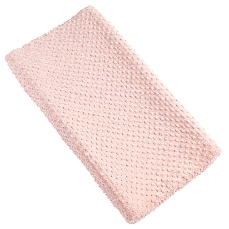Aullar Solid Changing Table Pad Cover Cradle Sheet, Fits 32"/34''x16 Contoured Diaper Changing Pad, Ultra Soft Cozy Dots Plush Changing Table Covers, Breathable Wipeable Removable (Light Pink) - Image 1